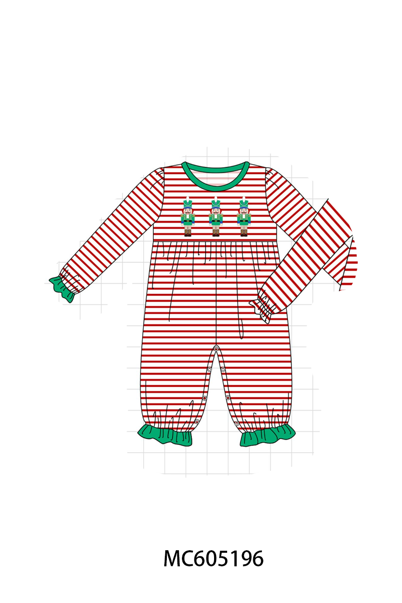 PO92 Red stripe christmas nutcracker embroidery collection - closing 5/25 - ETA late October