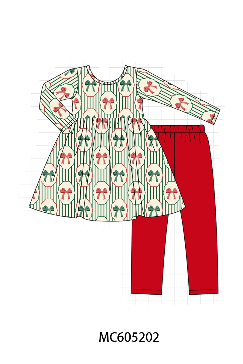 PO92 Green stripe christmas bow bamboo collection - closing 5/25 - ETA late October
