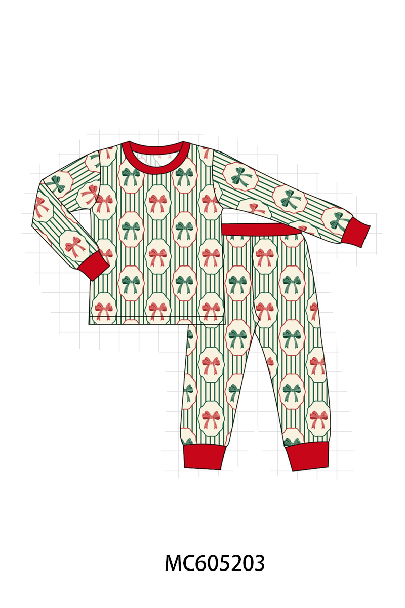 PO92 Green stripe christmas bow bamboo collection - closing 5/25 - ETA late October
