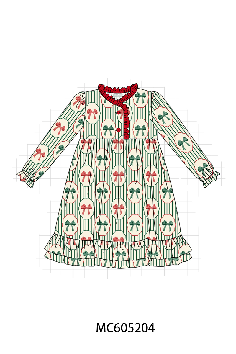 PO92 Green stripe christmas bow bamboo collection - closing 5/25 - ETA late October