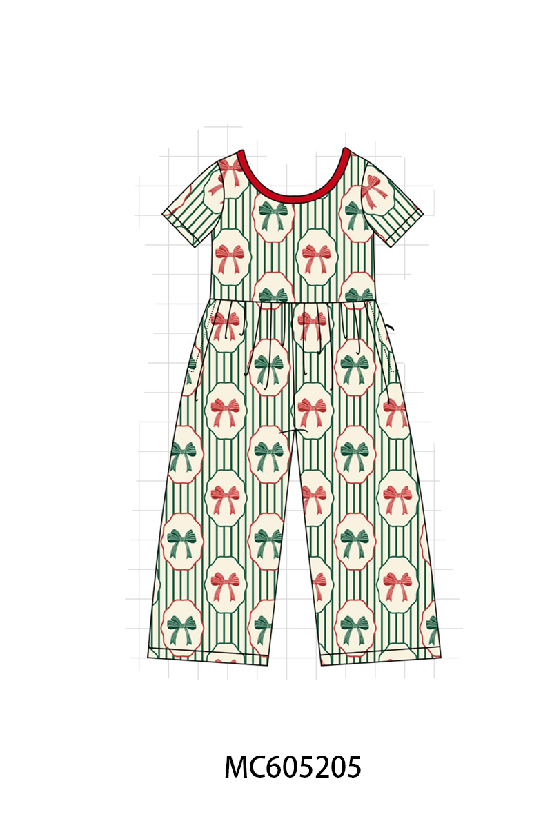 PO92 Green stripe christmas bow bamboo collection - closing 5/25 - ETA late October