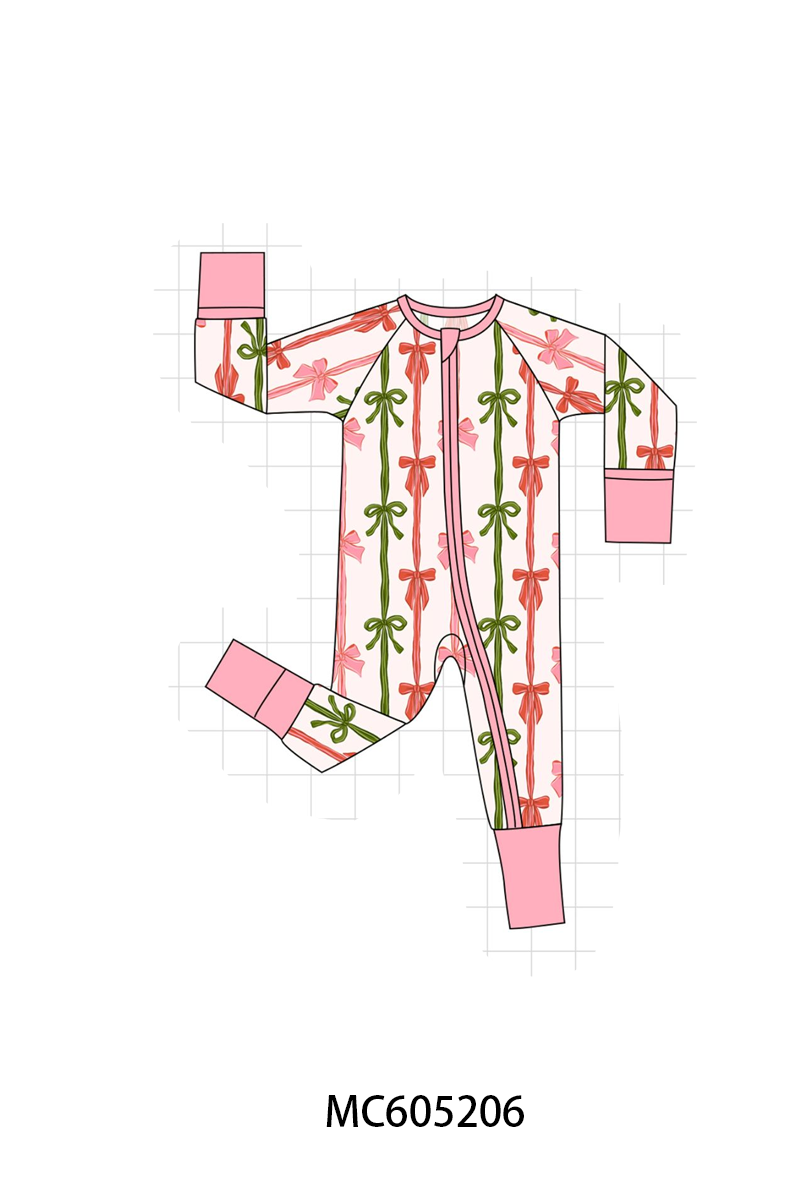 PO92 Pink christmas bow stripe bamboo collection - closing 5/25 - ETA late October