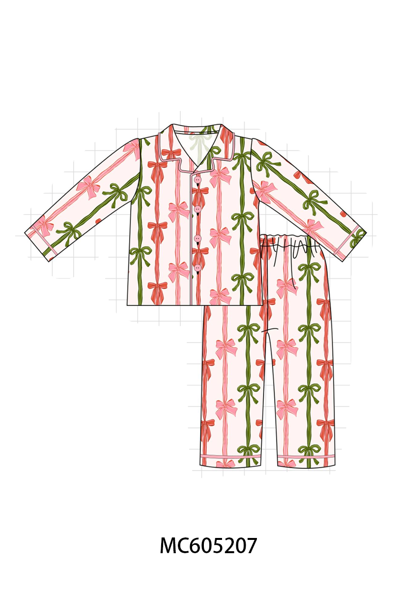 PO92 Pink christmas bow stripe bamboo collection - closing 5/25 - ETA late October