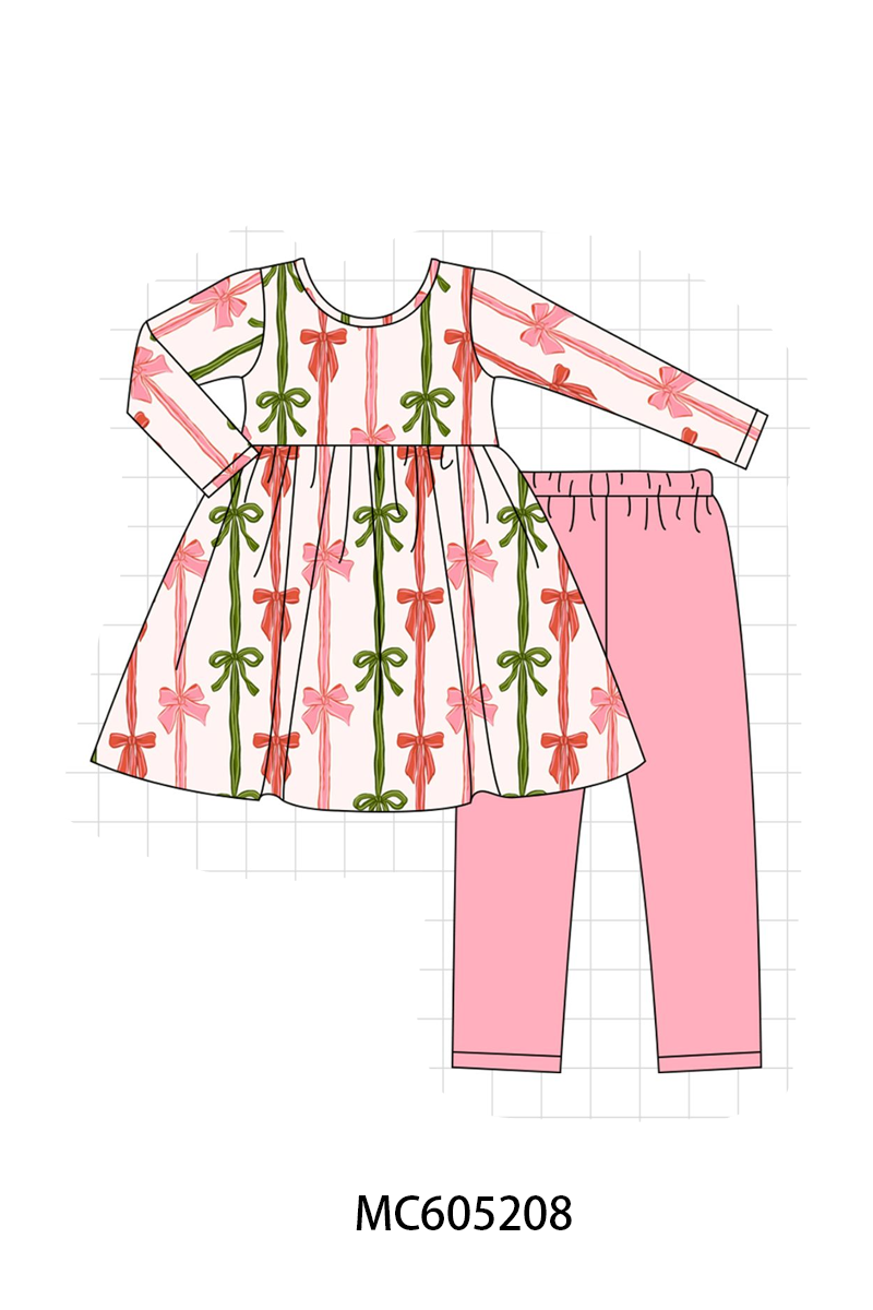PO92 Pink christmas bow stripe bamboo collection - closing 5/25 - ETA late October