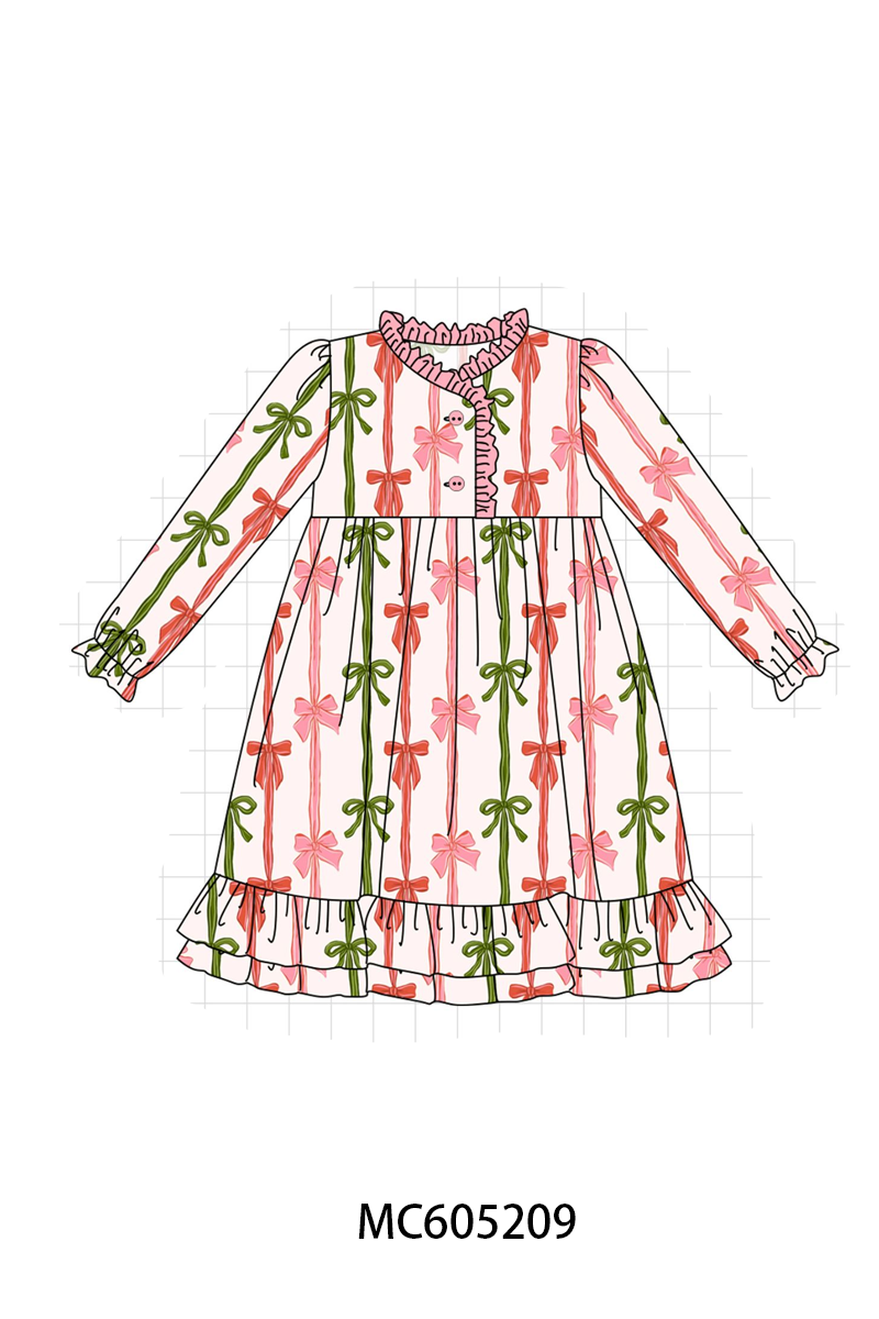 PO92 Pink christmas bow stripe bamboo collection - closing 5/25 - ETA late October