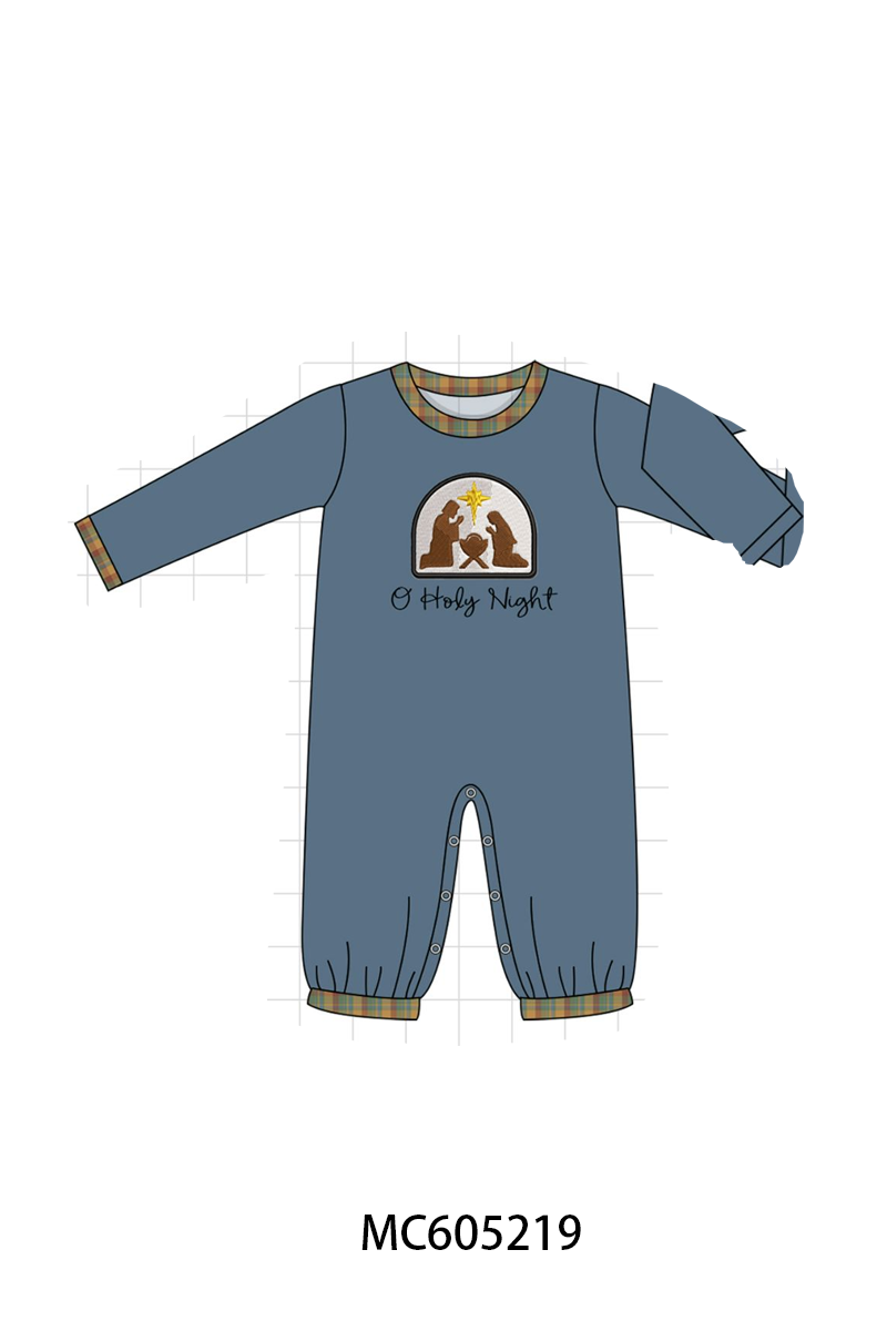 PO92 Blue nativity embroidery plaid collection - closing 5/25 - ETA late October