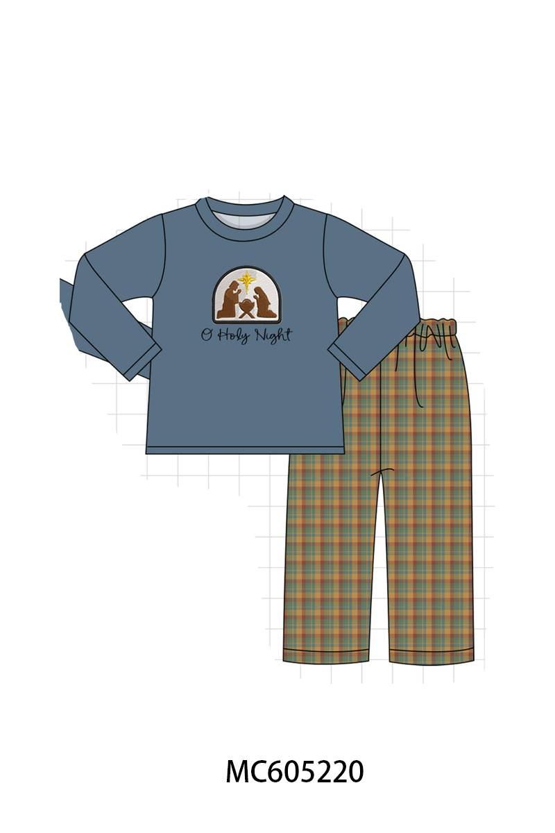 PO92 Blue nativity embroidery plaid collection - closing 5/25 - ETA late October