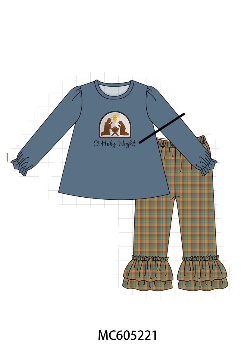 PO92 Blue nativity embroidery plaid collection - closing 5/25 - ETA late October
