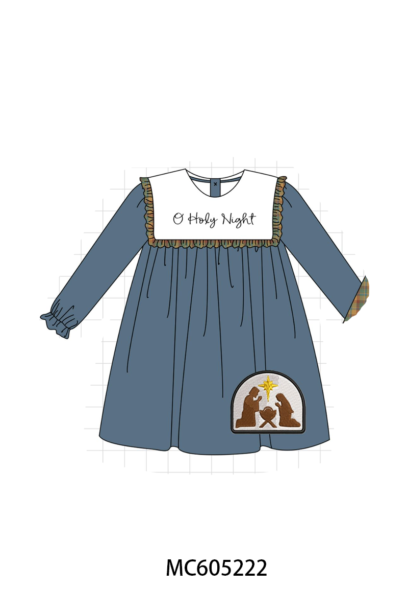 PO92 Blue nativity embroidery plaid collection - closing 5/25 - ETA late October