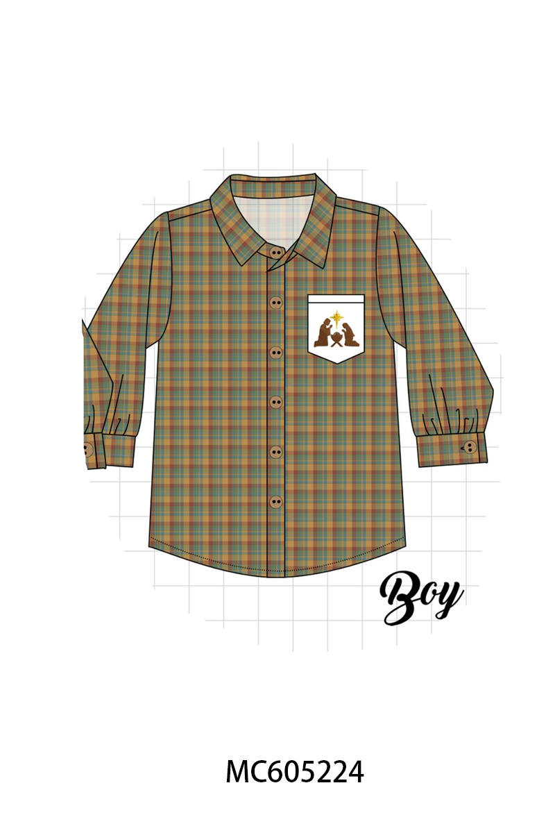 PO92 Blue nativity embroidery plaid collection - closing 5/25 - ETA late October