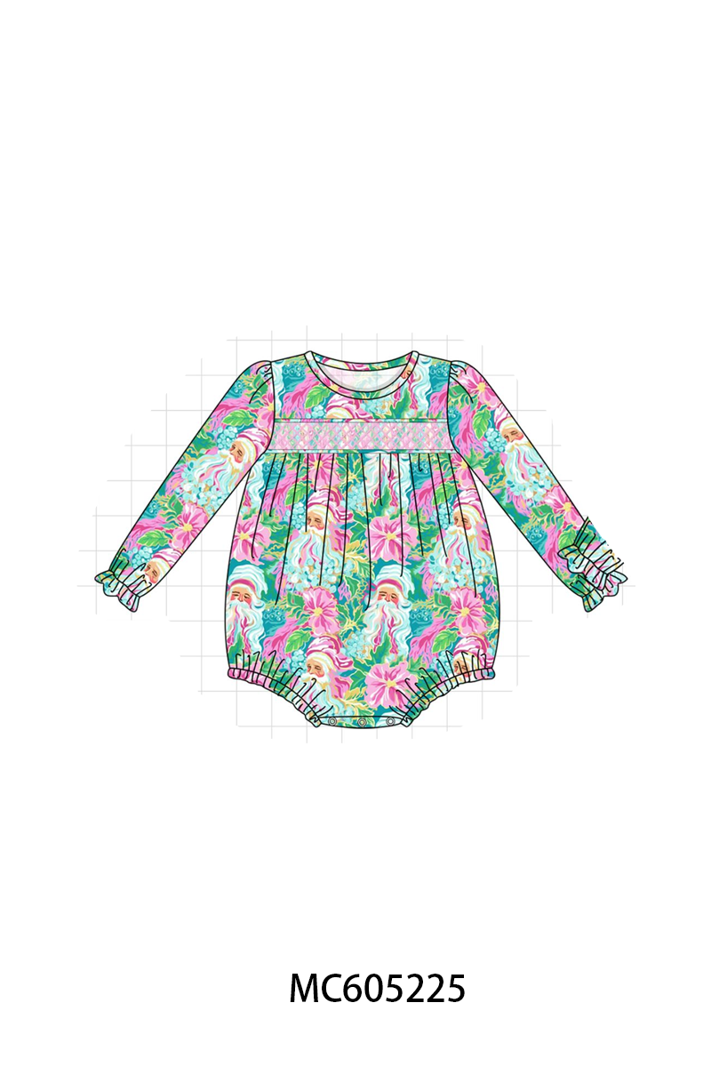 PO92 Pink christmas santa claus smocked collection - closing 5/25 - ETA late October
