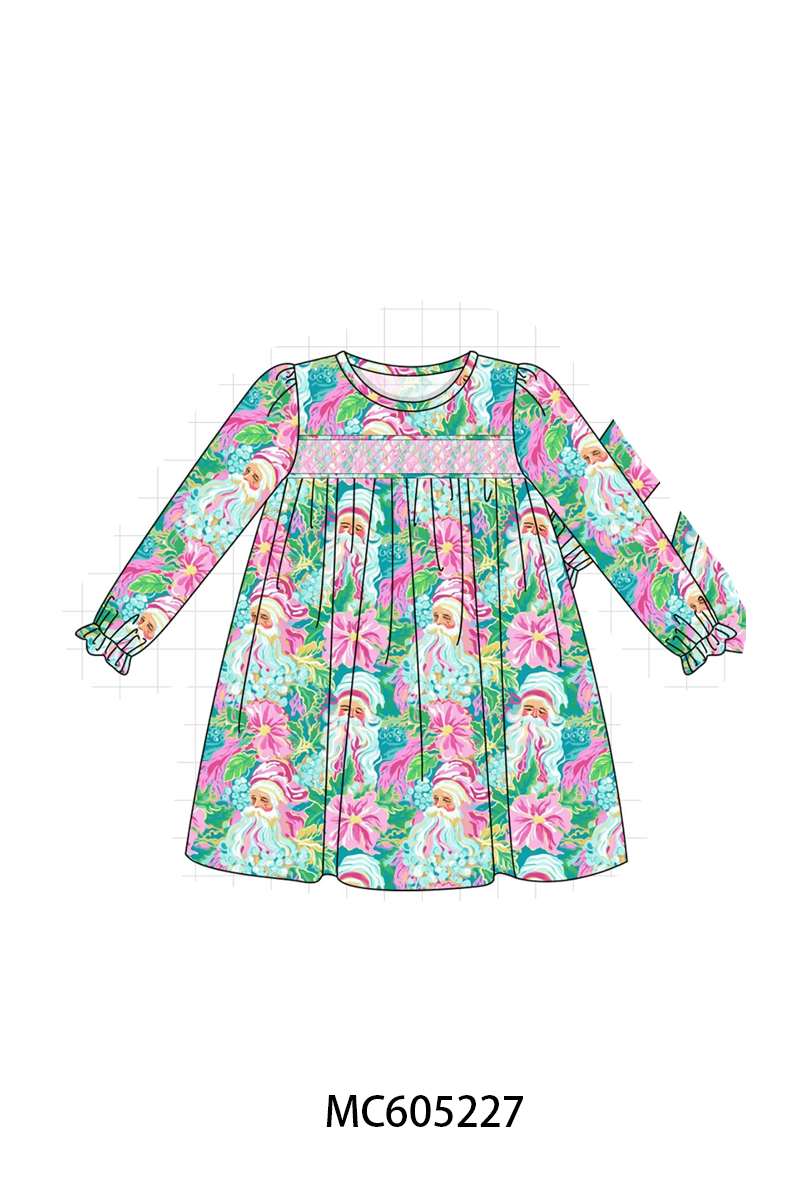 PO92 Pink christmas santa claus smocked collection - closing 5/25 - ETA late October