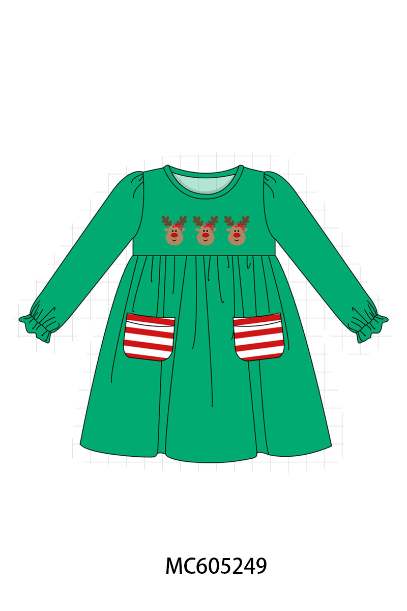 PO92 Green christmas reindeer french knot collection - closing 5/25 - ETA late October