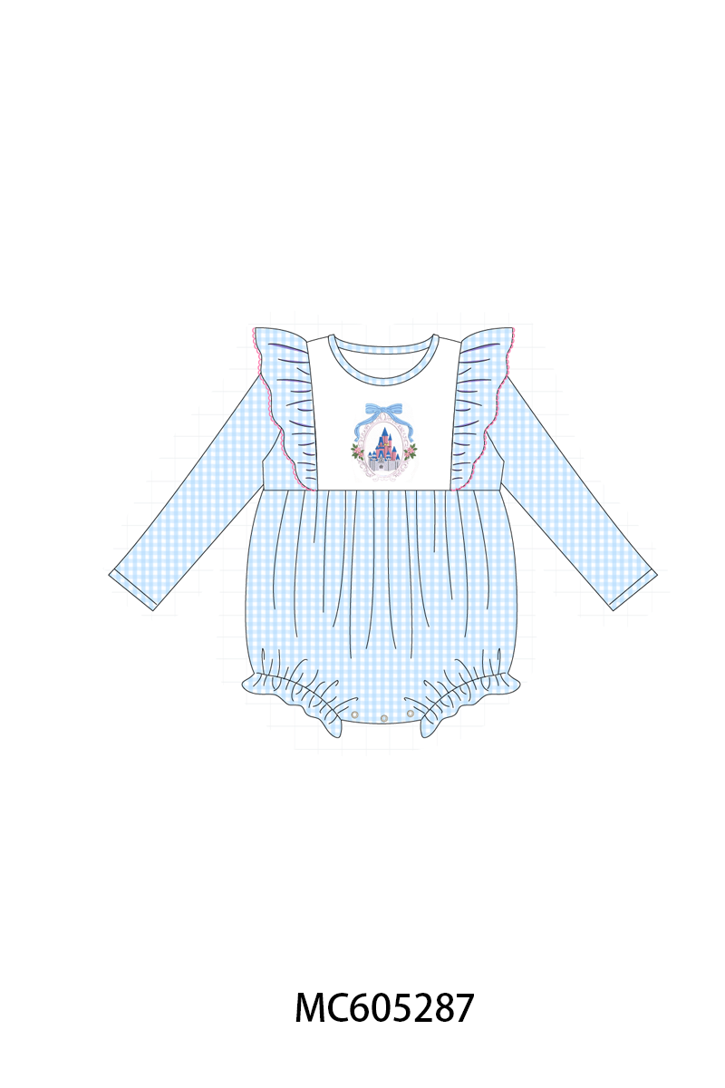 PO92 Blue castle embroidey ruffle gingham collection - closing 5/25 - ETA late October