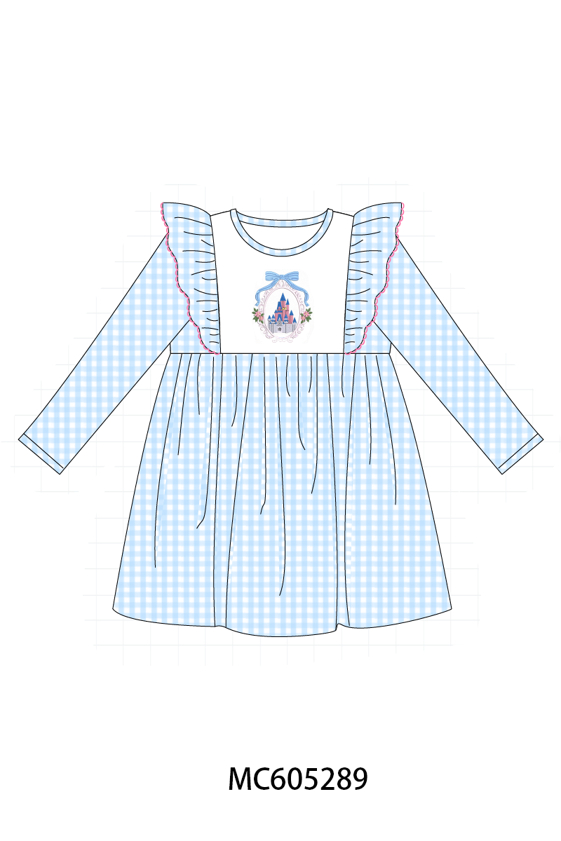PO92 Blue castle embroidey ruffle gingham collection - closing 5/25 - ETA late October