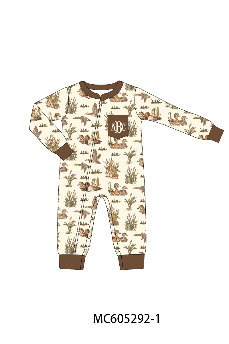 PO92 Brown duck monogram embroidery bamboo collection - closing 5/25 - ETA late October