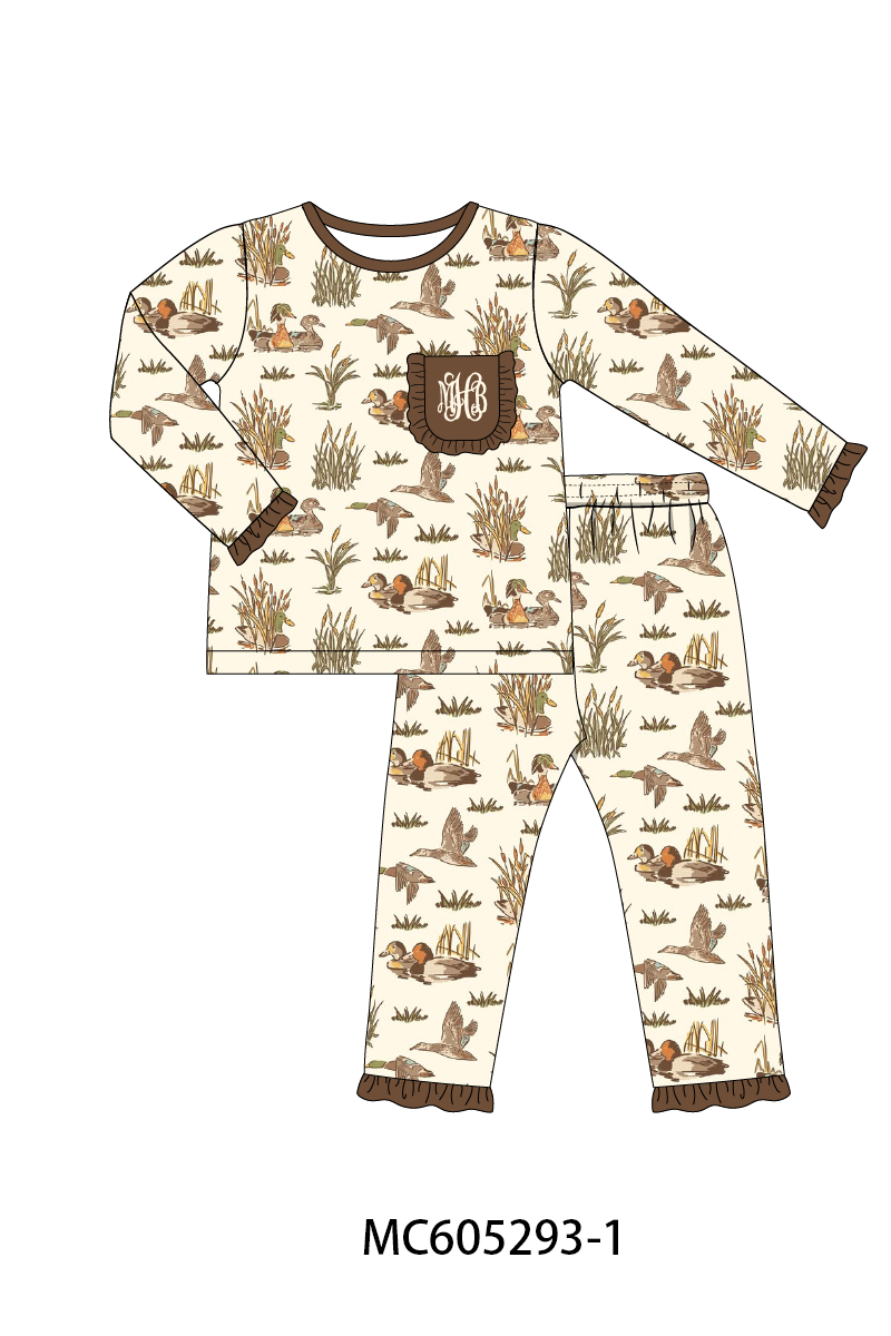PO92 Brown duck monogram embroidery bamboo collection - closing 5/25 - ETA late October