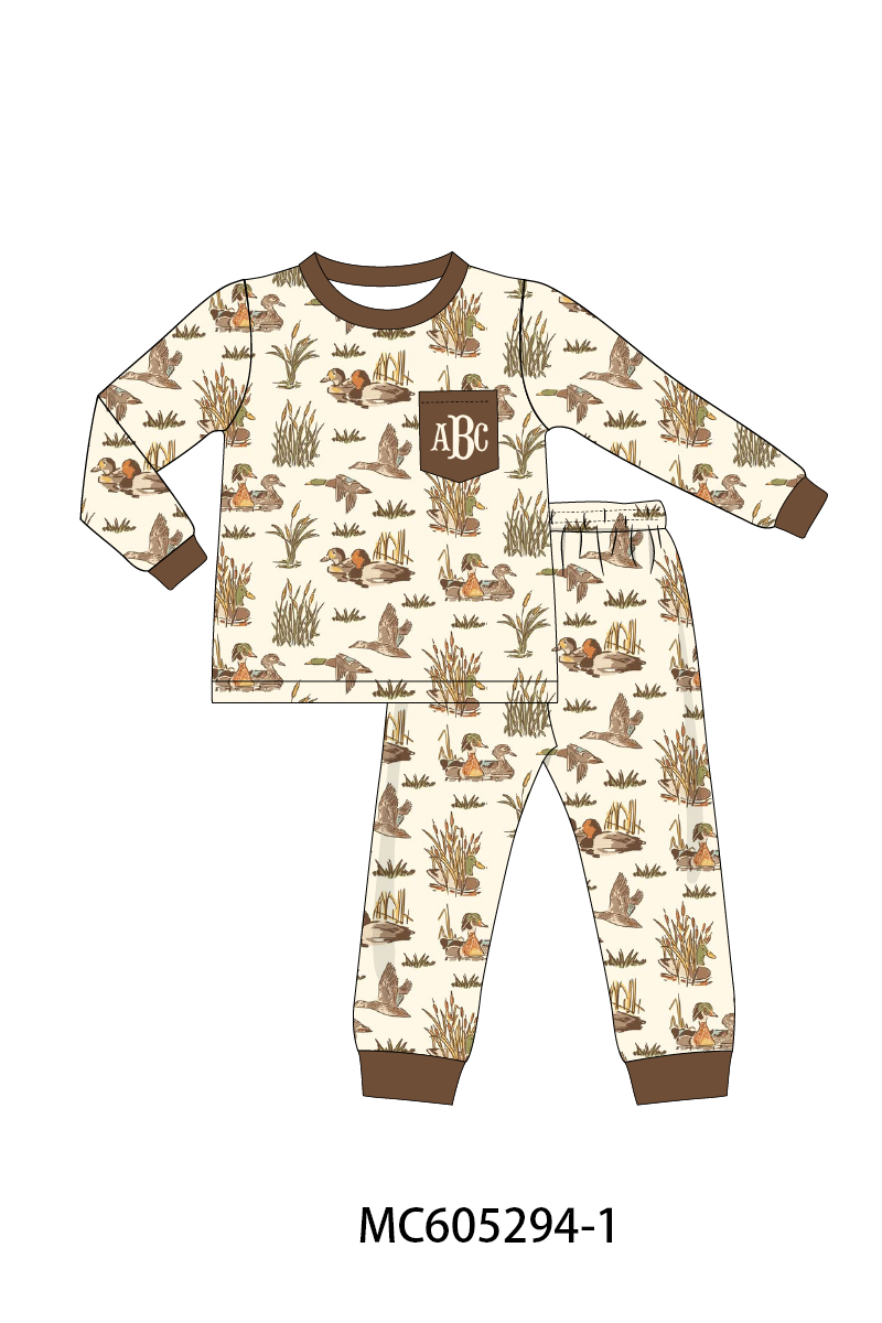 PO92 Brown duck monogram embroidery bamboo collection - closing 5/25 - ETA late October