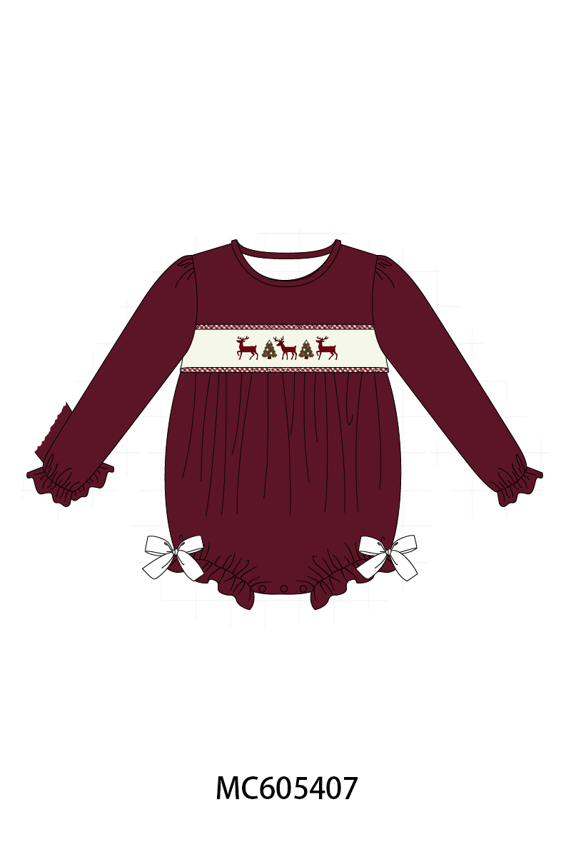 PO93 Maroon tree reindeer embroidery collection  - closing 6/8 - ETA November