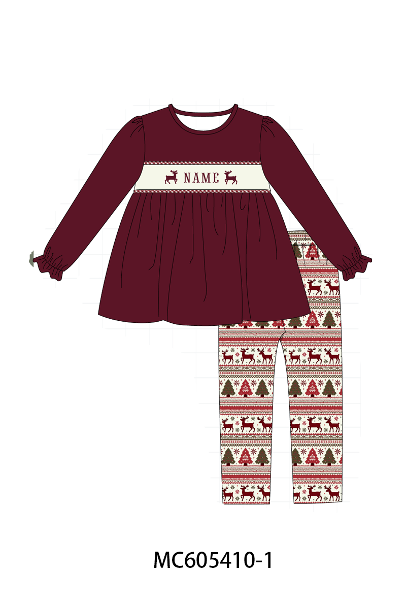 PO93 Maroon tree reindeer monogram embroidery collection  - closing 6/8 - ETA November