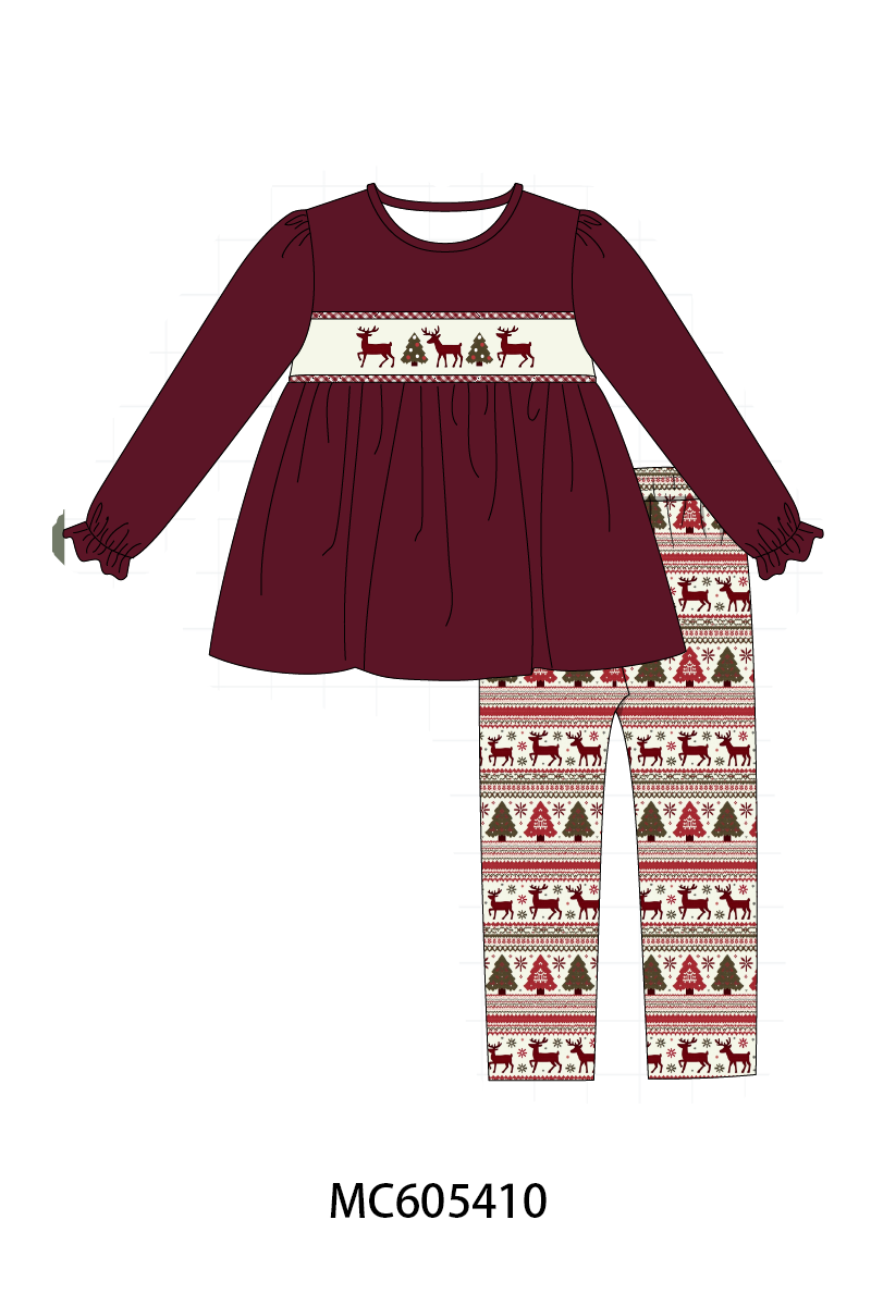 PO93 Maroon tree reindeer embroidery collection  - closing 6/8 - ETA November