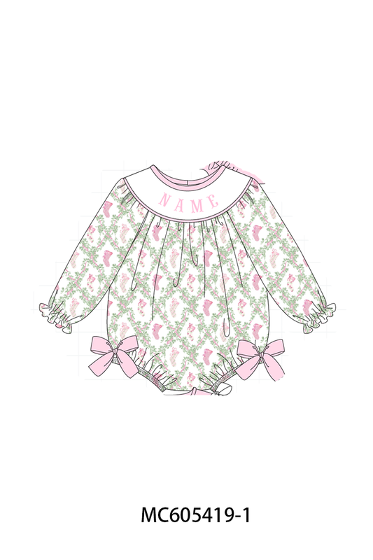 PO93 Pink holiday floral socks monogram embroidery collection  - closing 6/8 - ETA November