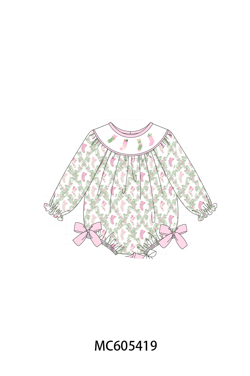 PO93 Pink holiday floral socks embroidery collection  - closing 6/8 - ETA November