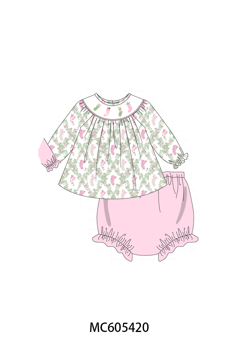 PO93 Pink holiday floral socks embroidery collection  - closing 6/8 - ETA November