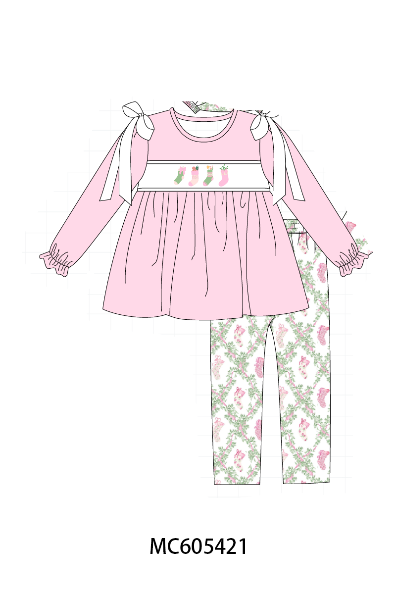 PO93 Pink holiday floral socks embroidery collection  - closing 6/8 - ETA November