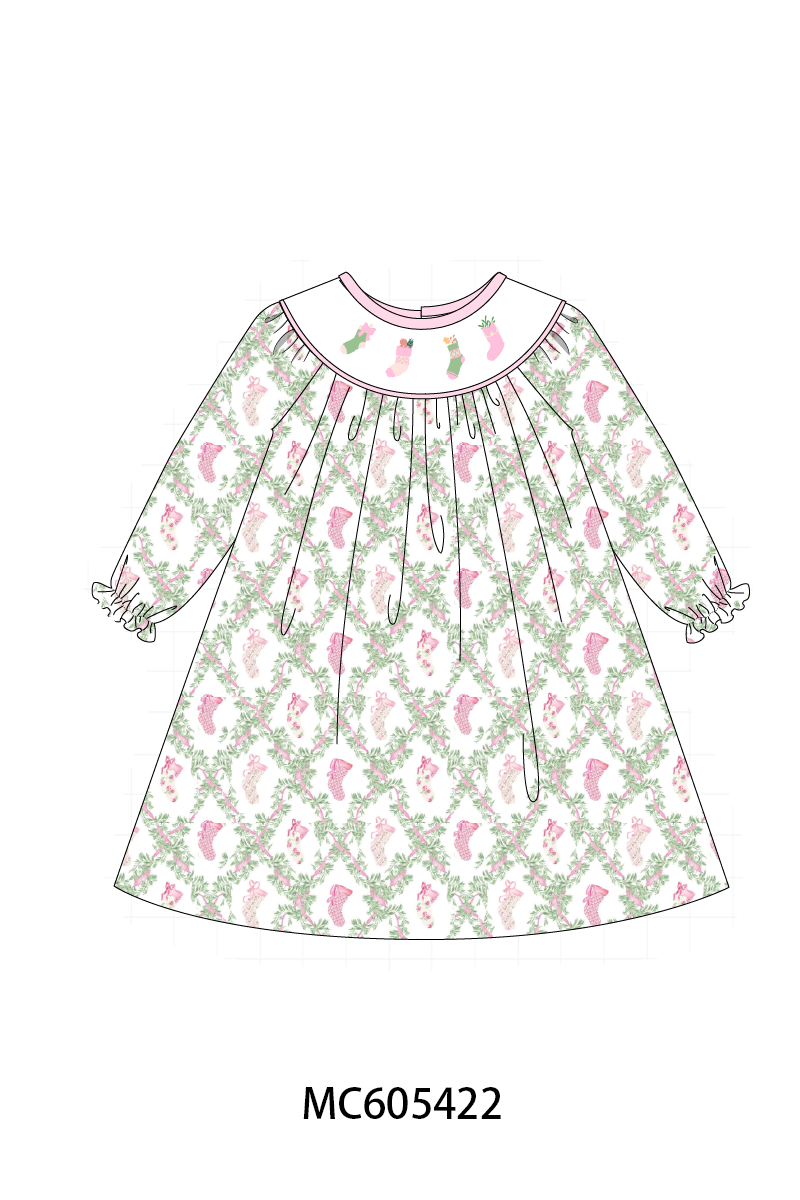 PO93 Pink holiday floral socks embroidery collection  - closing 6/8 - ETA November