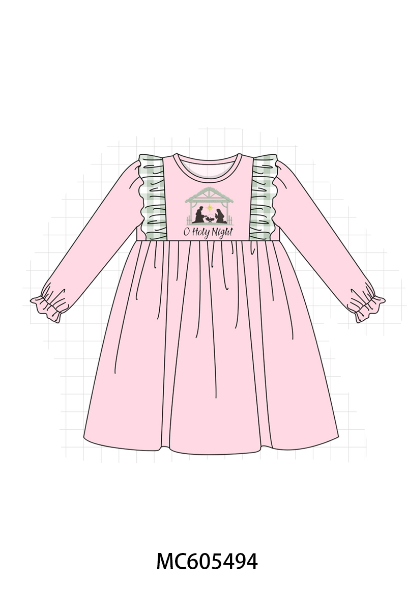 PO93 Pink&navy nativity embroidery ruffle gingham collection  - closing 6/8 - ETA November