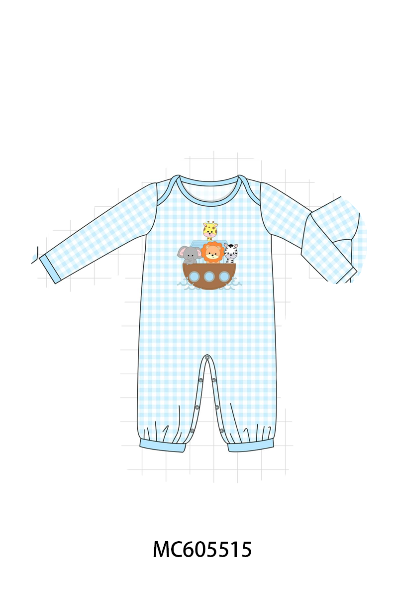 PO93 Pink&blue noah's ark applique gingham collection  - closing 6/8 - ETA November