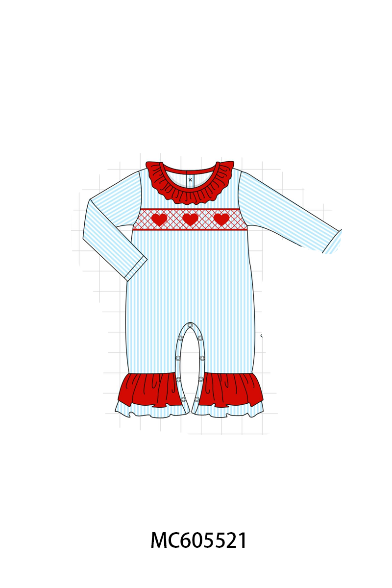 PO95 Blue valentine's day heart smocked collection