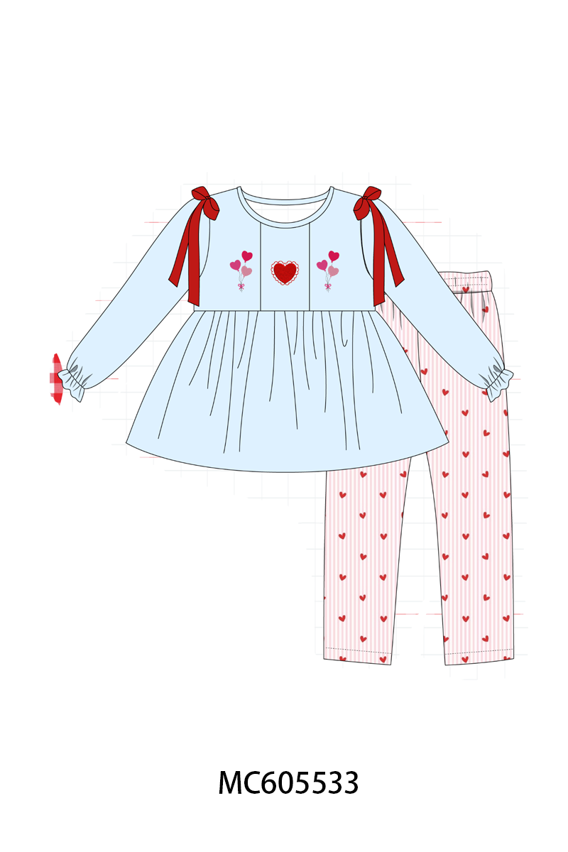PO95 Blue valentine's day heart embroidery collection
