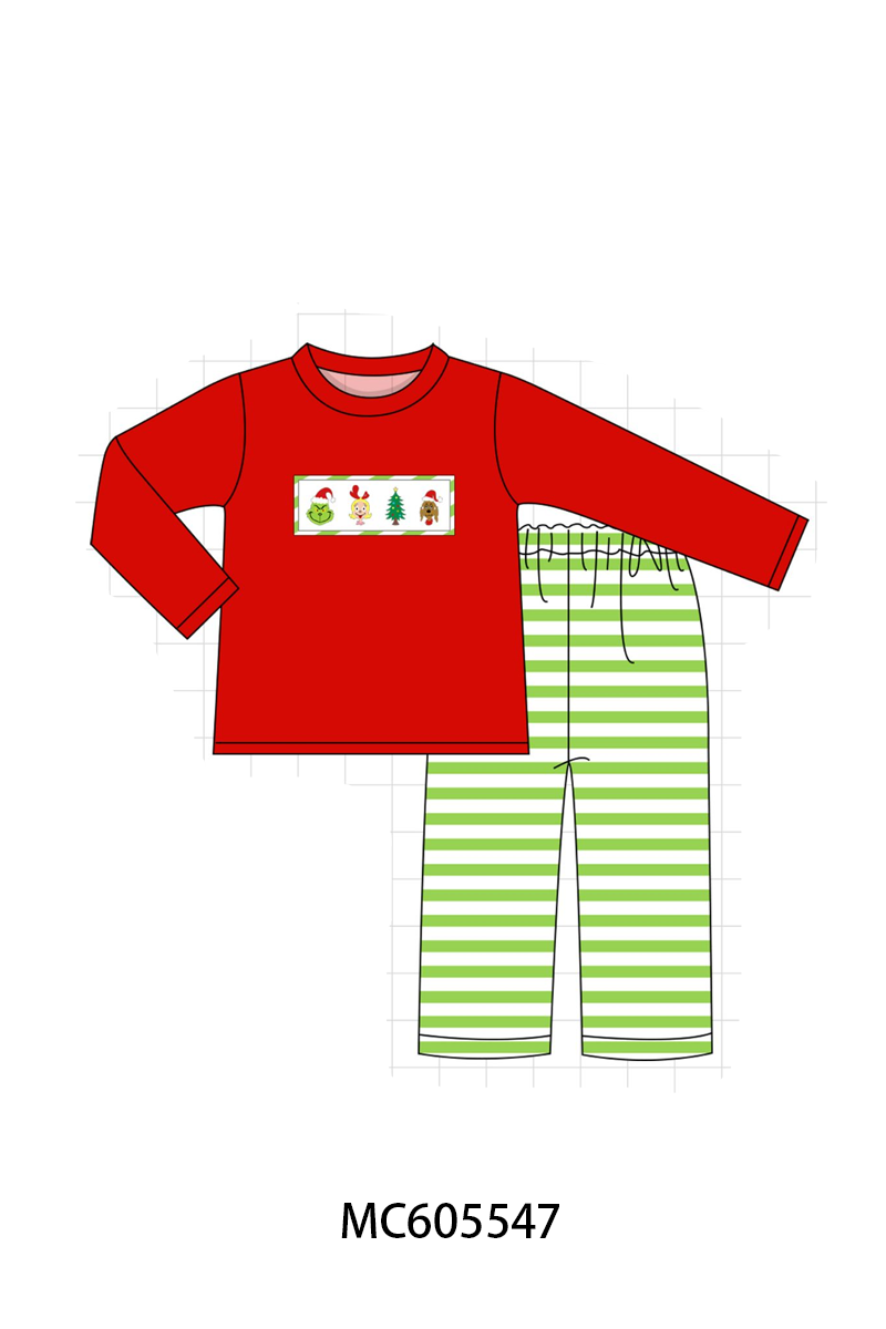 PO93 Green stripe christmas grinch embroidery collection - closing 6/8 - ETA November