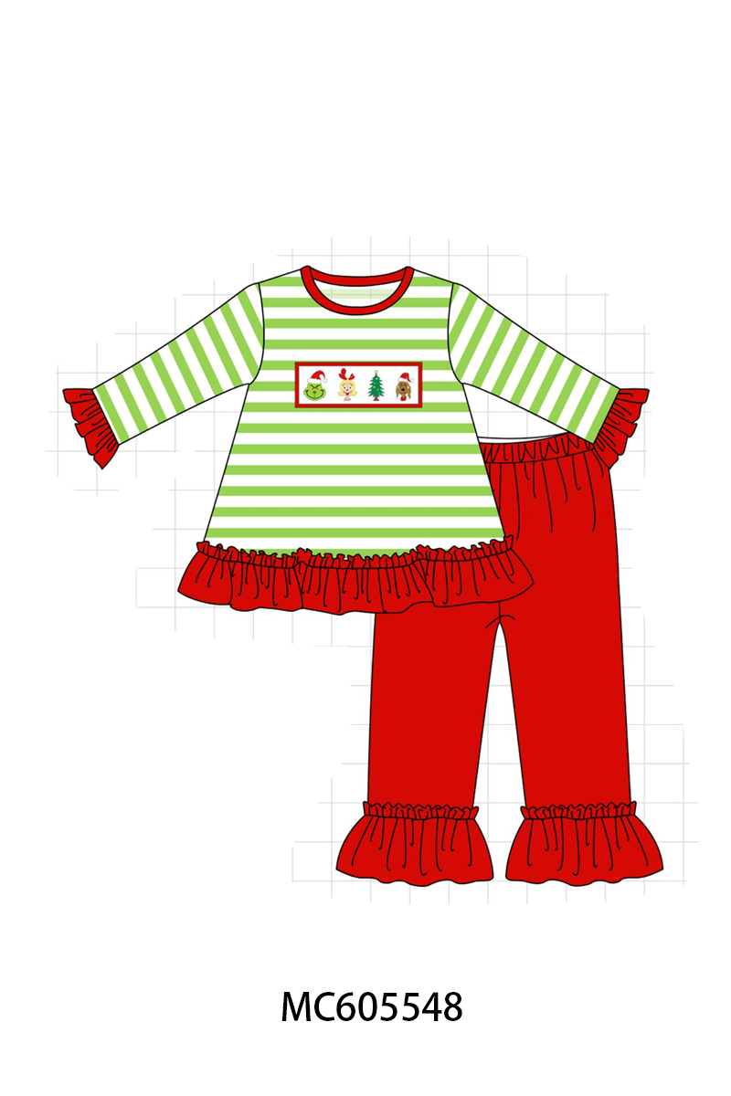 PO93 Green stripe christmas grinch embroidery collection - closing 6/8 - ETA November