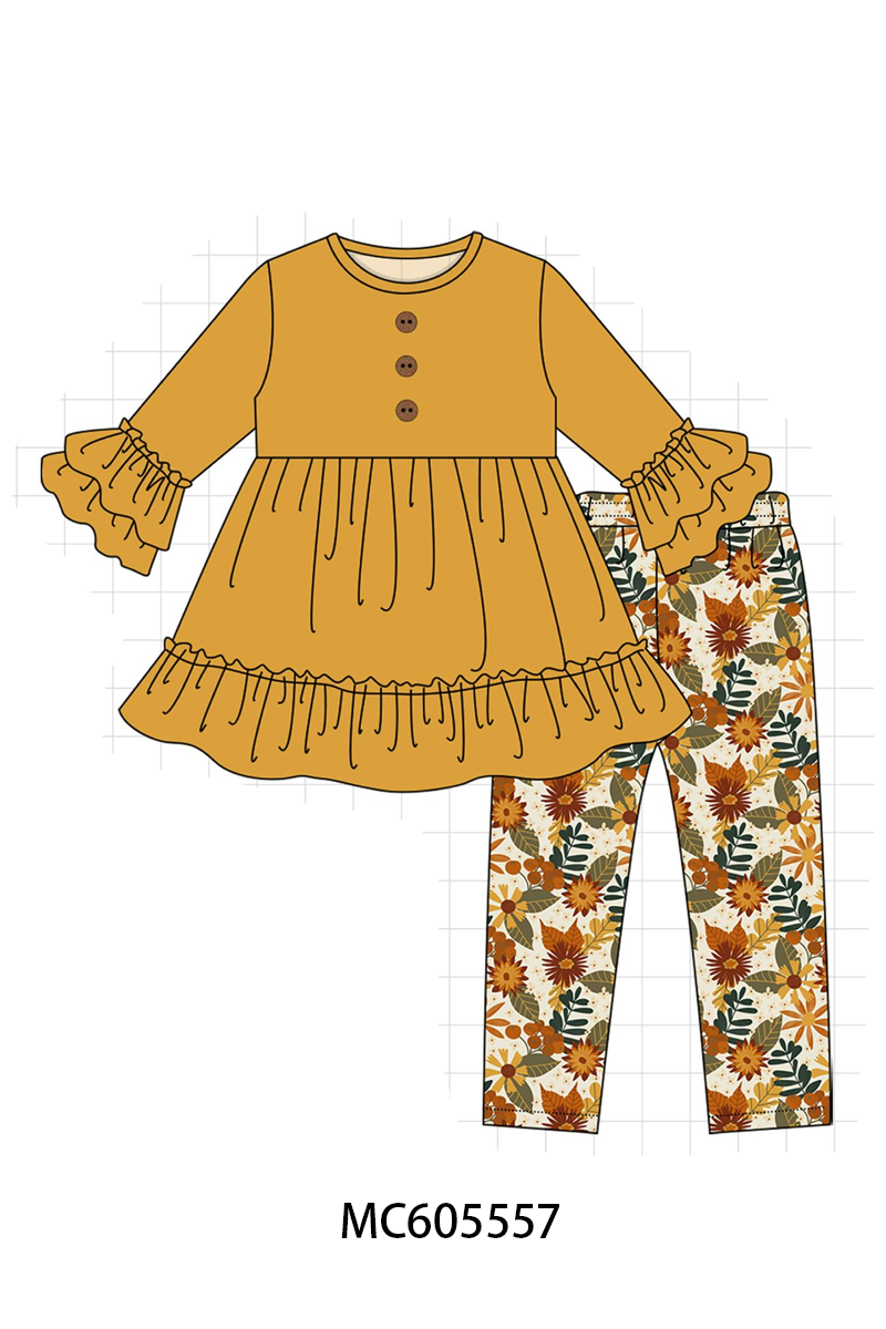 PO93 Mustard floral print ruffle collection  - closing 6/8 - ETA November