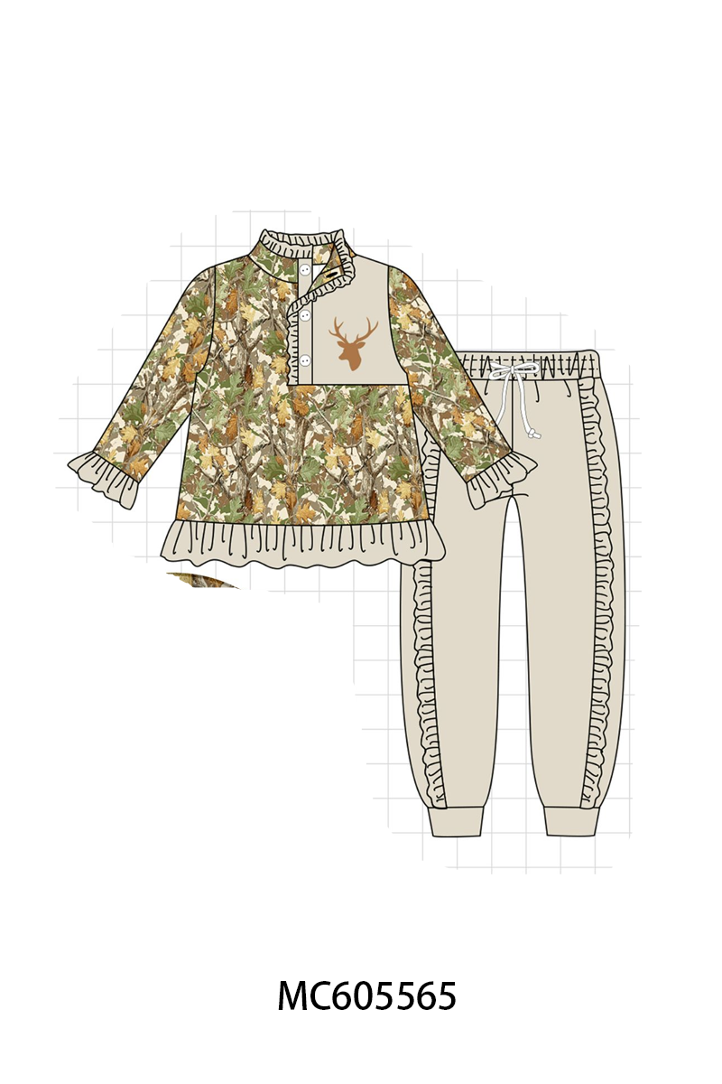 PO93 Green leaves deer embroidery collection  - closing 6/8 - ETA November
