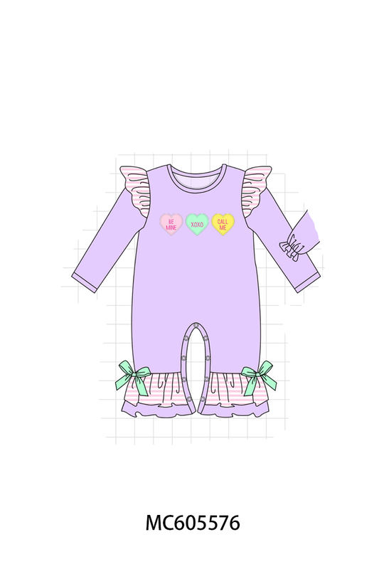 PO95 Purple valentine's day heart applique stripe collection - closing 6/22 - ETA late November