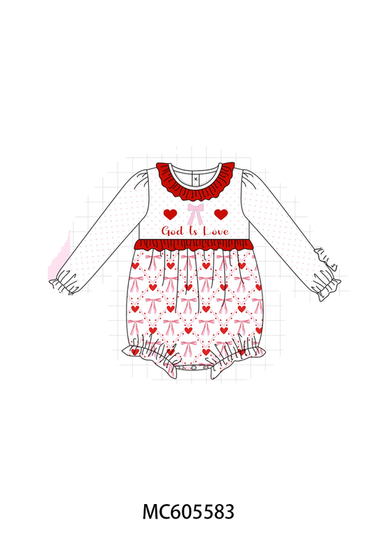 PO95 Red god is love heart embroidery ruffle collection - closing 6/22 - ETA late November