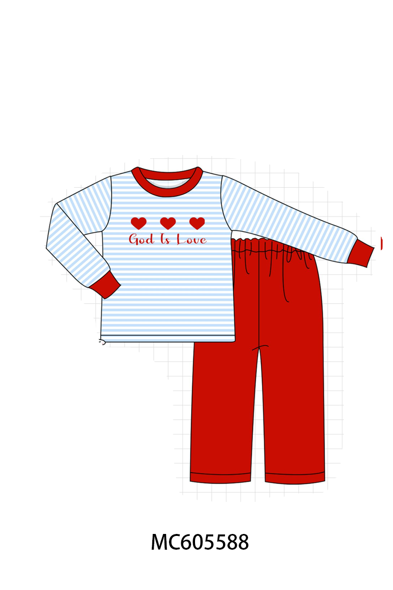 PO95 Red god is love heart embroidery ruffle collection