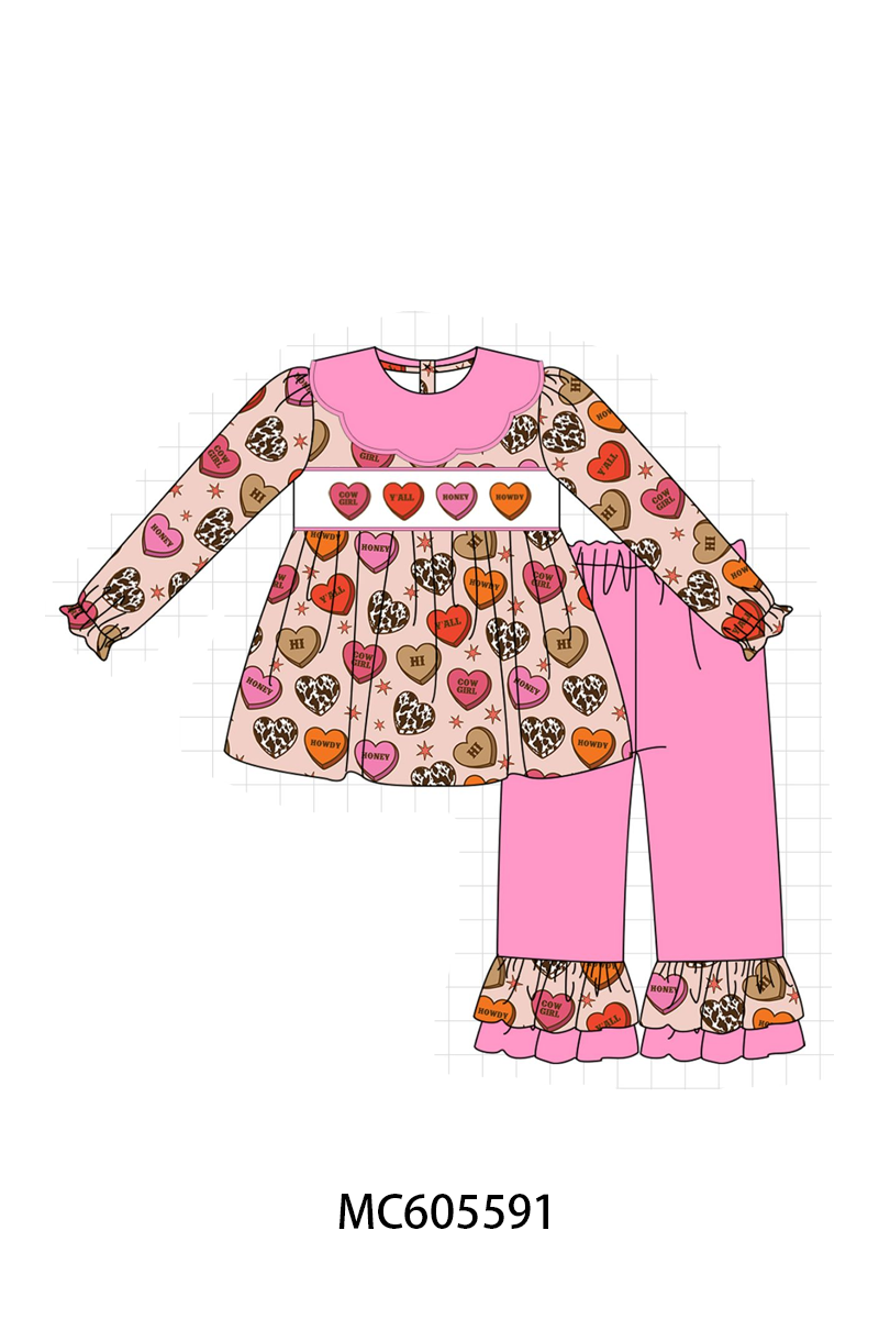 PO95 Pink valentine's day heart embroidery collection