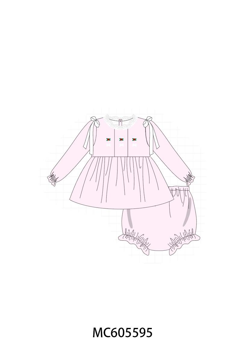 PO93 Pink christmas holly embroidery collection  - closing 6/8 - ETA November