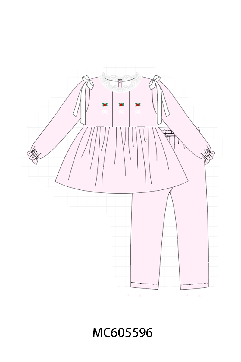 PO93 Pink christmas holly embroidery collection  - closing 6/8 - ETA November