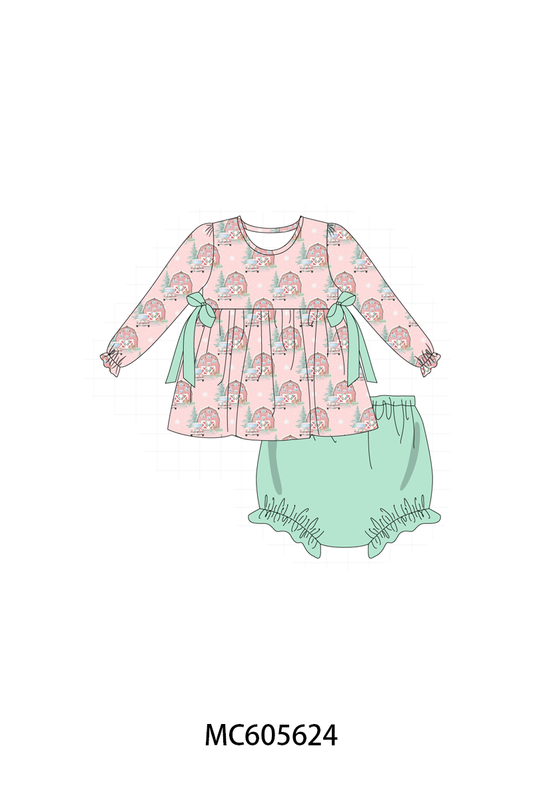PO93 Pink christmas house ruffle collection  - closing 6/8 - ETA November
