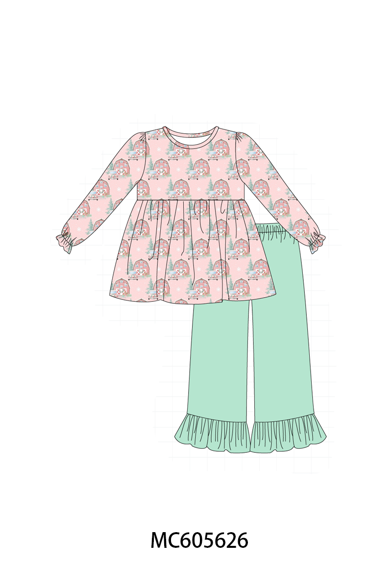 PO93 Pink christmas house ruffle collection  - closing 6/8 - ETA November
