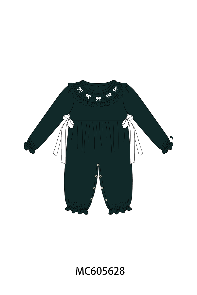 PO93 Forest velvet bow smocked ruffle collection  - closing 6/8 - ETA November