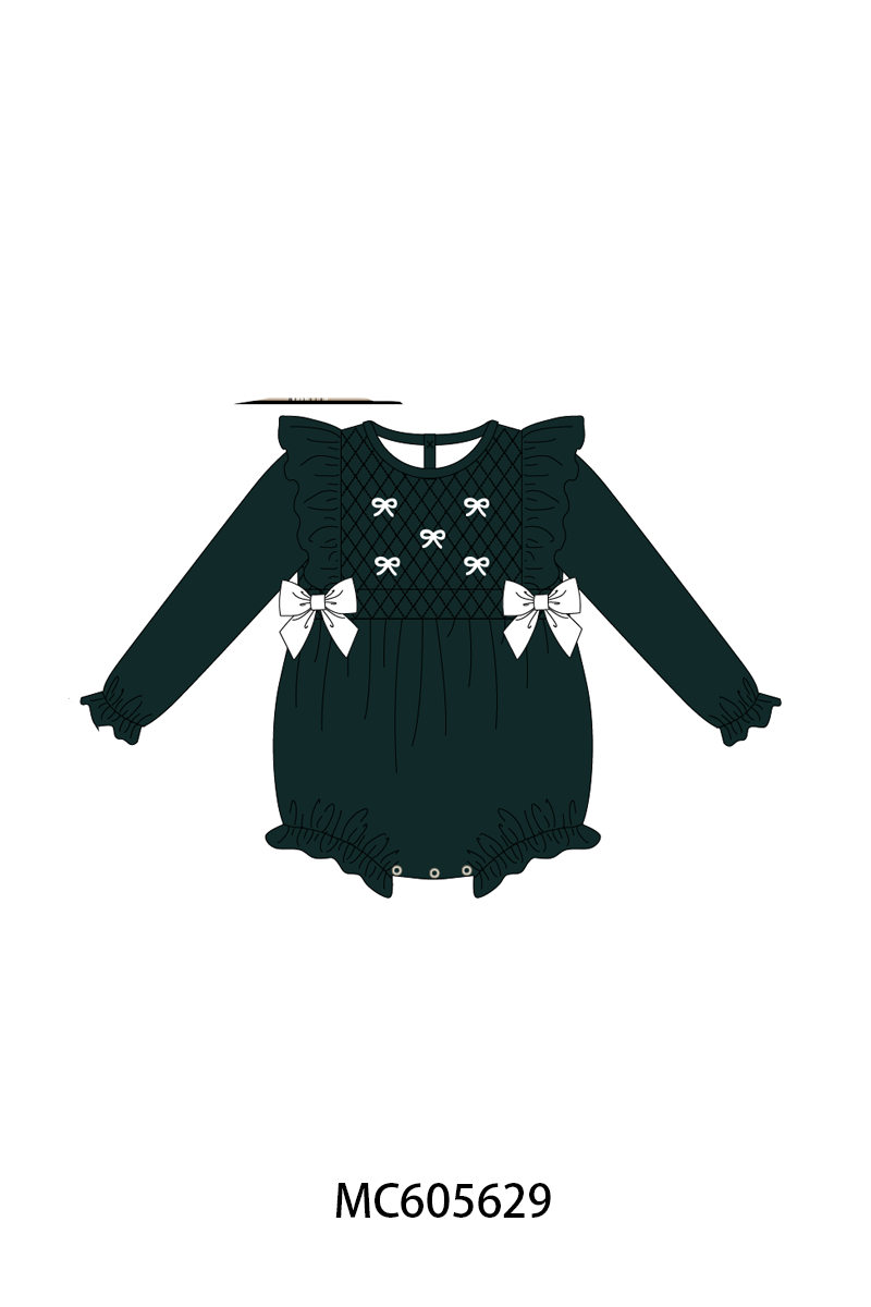 PO93 Forest velvet bow smocked ruffle collection  - closing 6/8 - ETA November