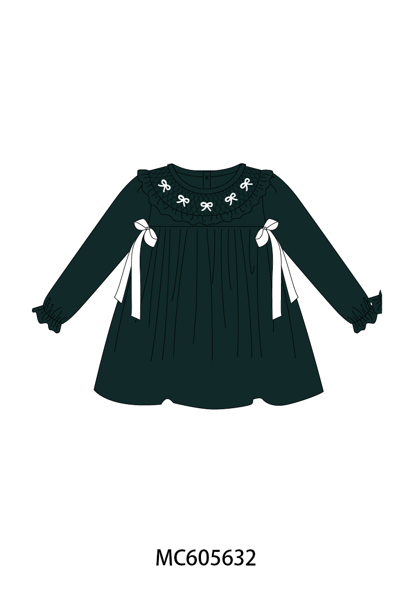 PO93 Forest velvet bow smocked ruffle collection  - closing 6/8 - ETA November