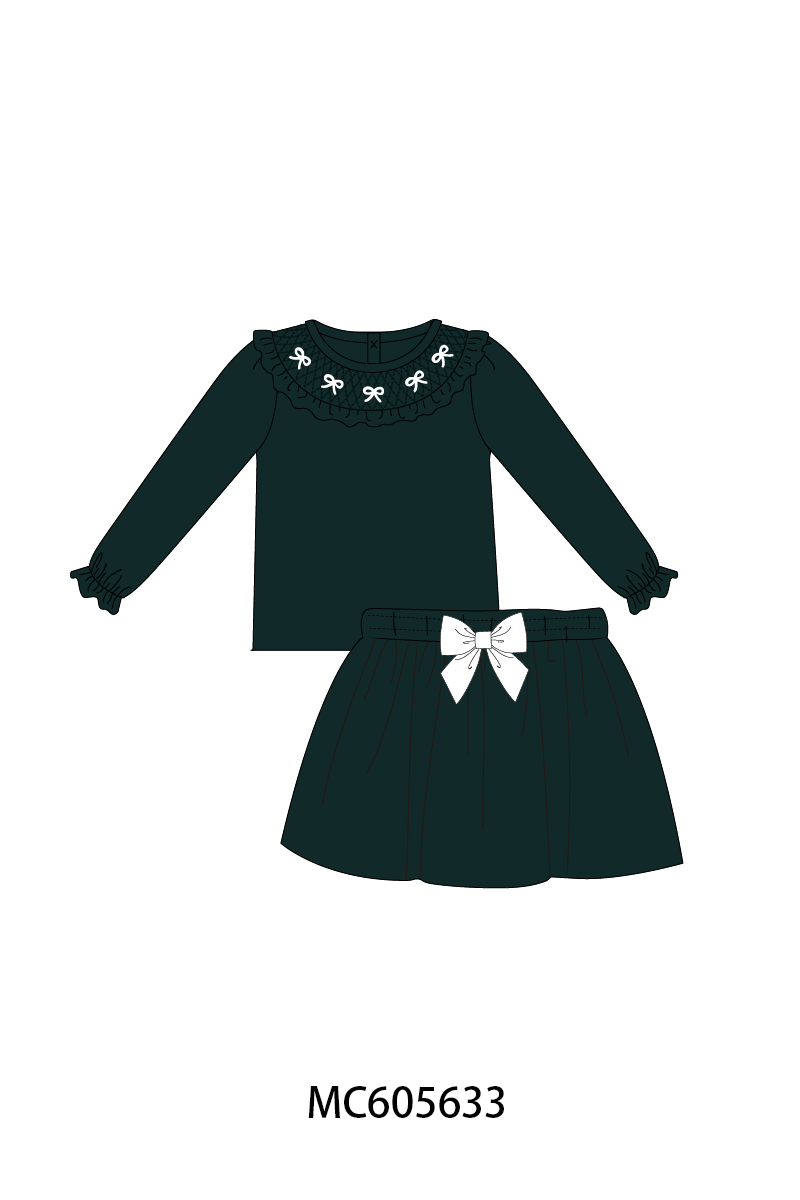 PO93 Forest velvet bow smocked ruffle collection  - closing 6/8 - ETA November